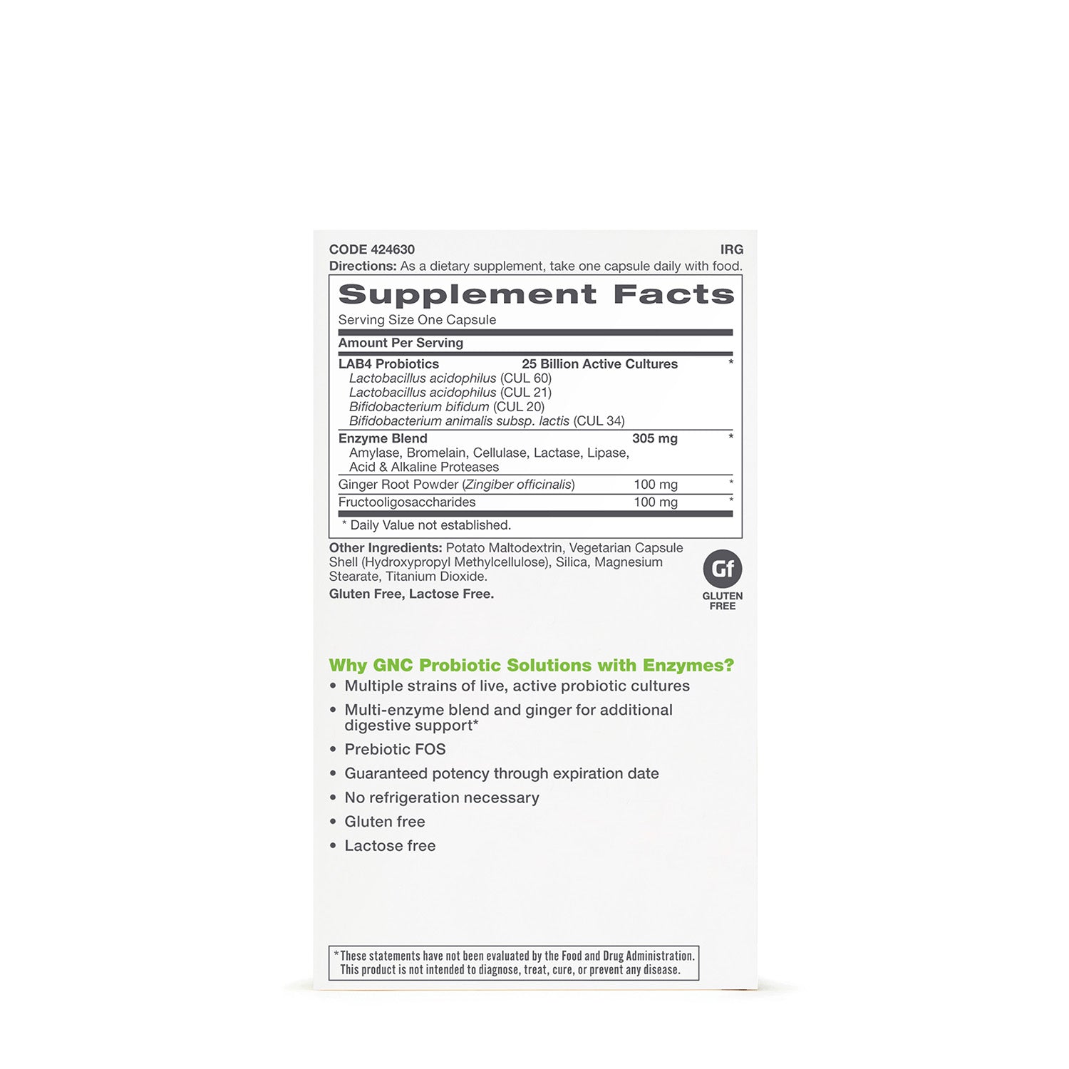 GNC Probiotic Solutions with Enzymes 25 Billion CFUs