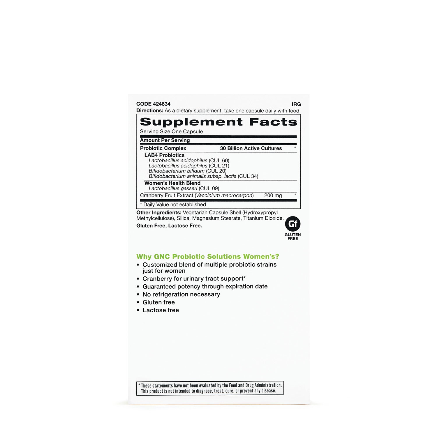 GNC Probiotic Solutions Women's 30 Billion CFUs