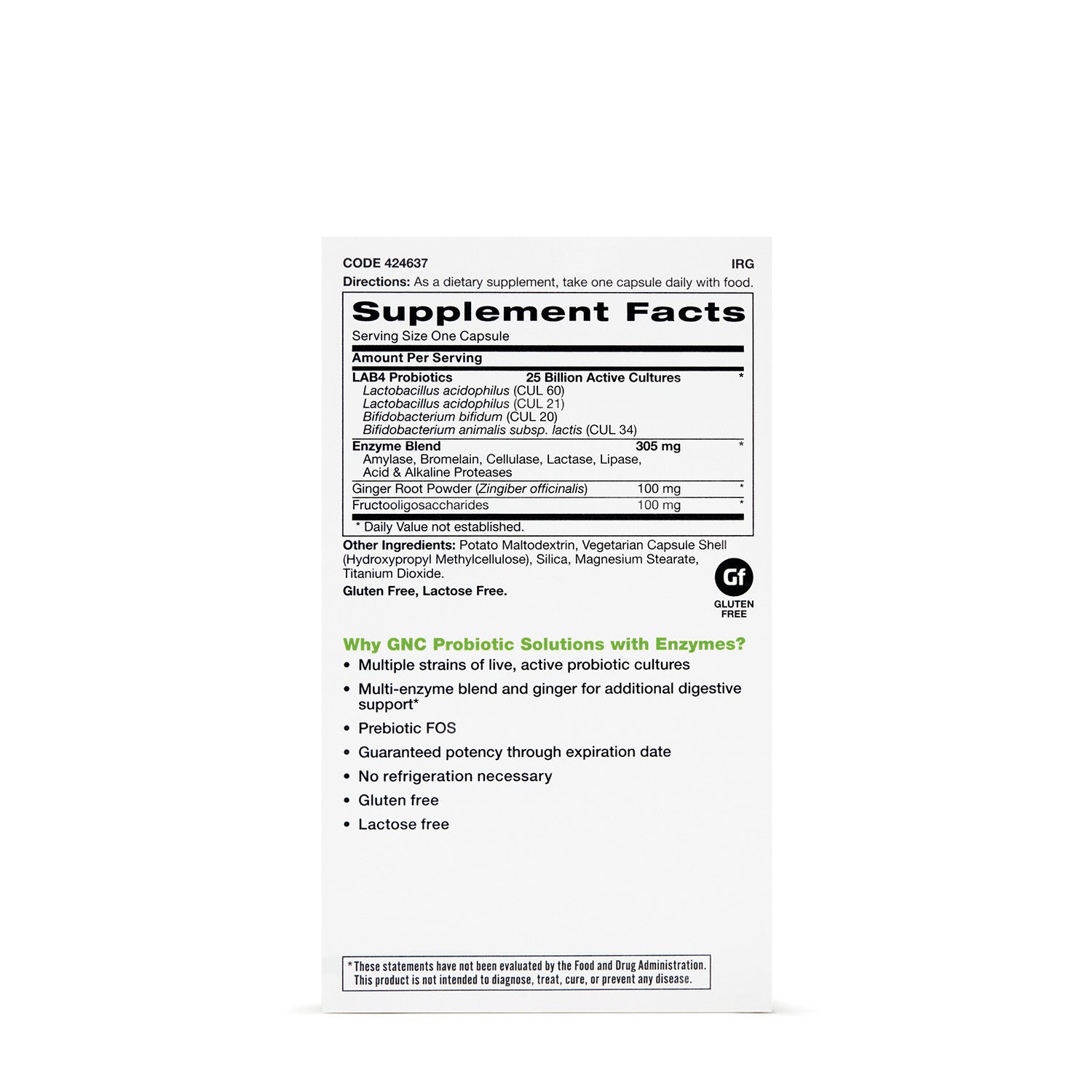 GNC Probiotic Solutions with Enzymes 25 Billion CFUs