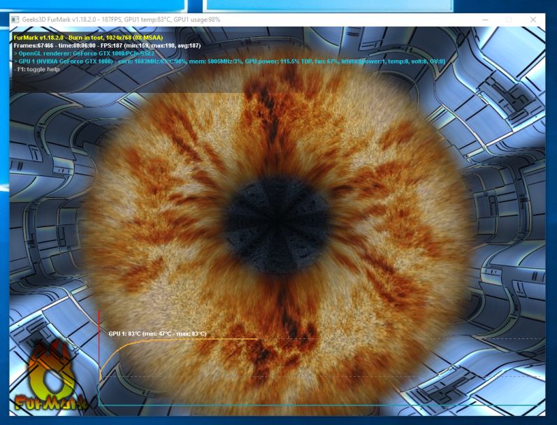 ASUS GeForce GTX 1080 TURBO - FurMark stress test