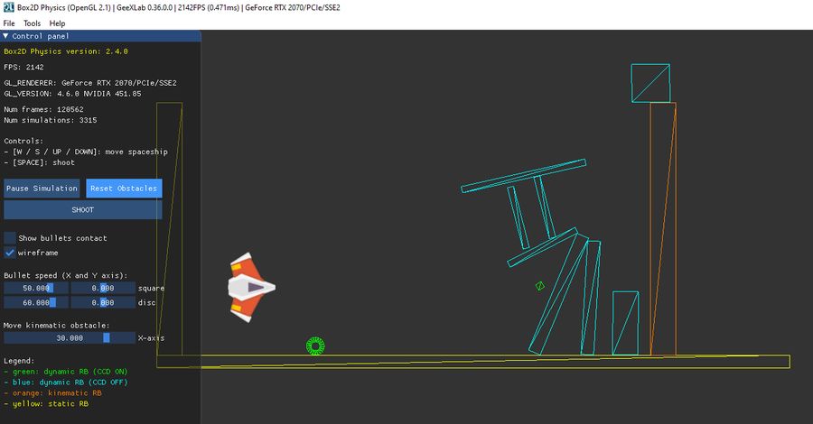 GeeXLab - Box2D Physics demo