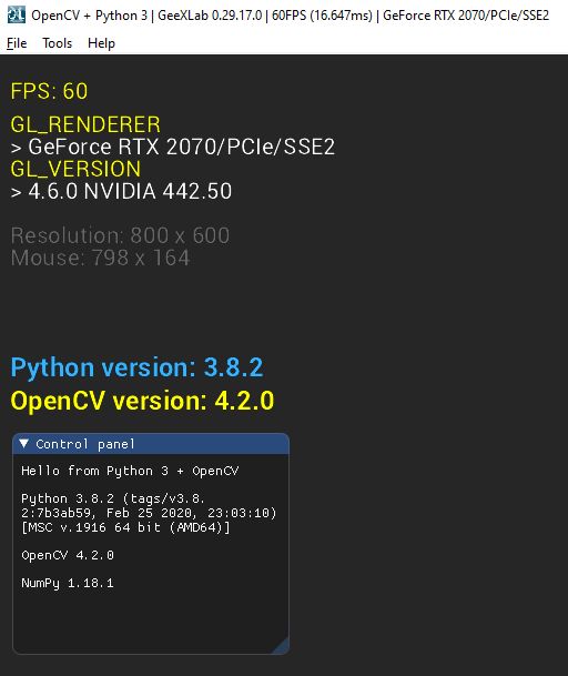 GeeXLab - Python 3 - OpenCV version