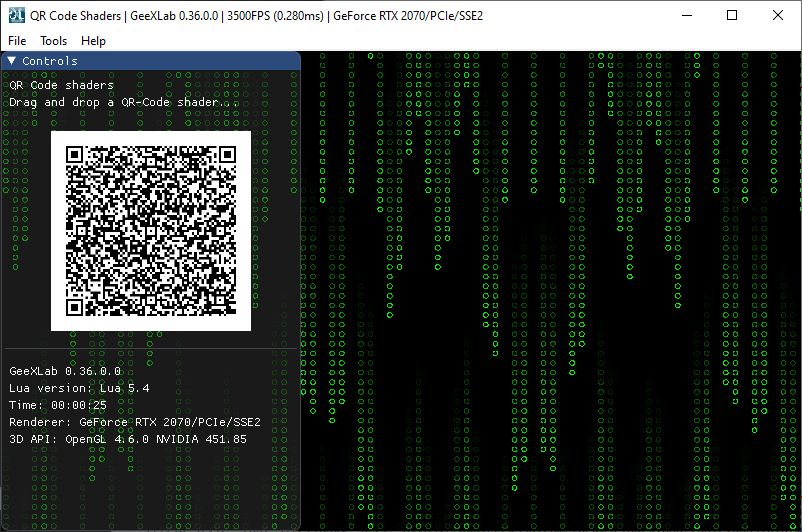 GeeXLab demo - Shaders in QR codes