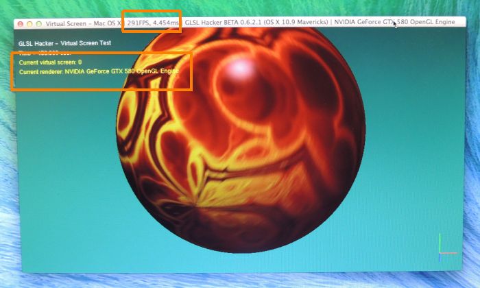 GLSL Hacker, virtual screen demo under Mac OS X Mavericks
