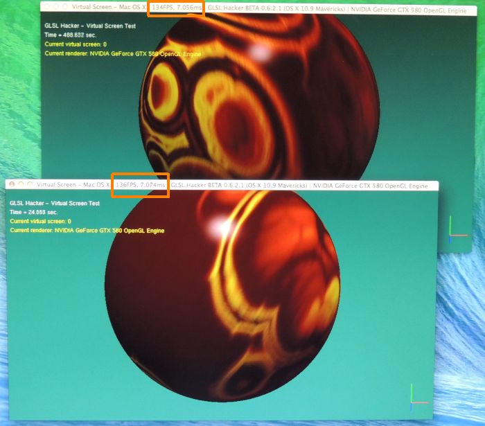 GLSL Hacker, virtual screen demo under Mac OS X Mavericks