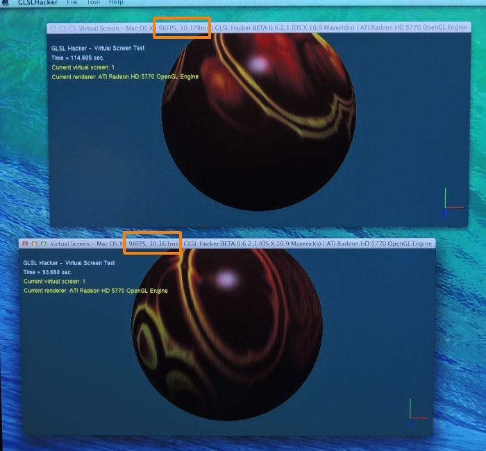 GLSL Hacker, virtual screen demo under Mac OS X Mavericks