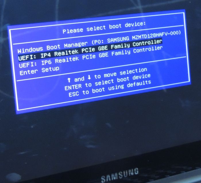 Samsung Ultrabook NP740U3E, boot options