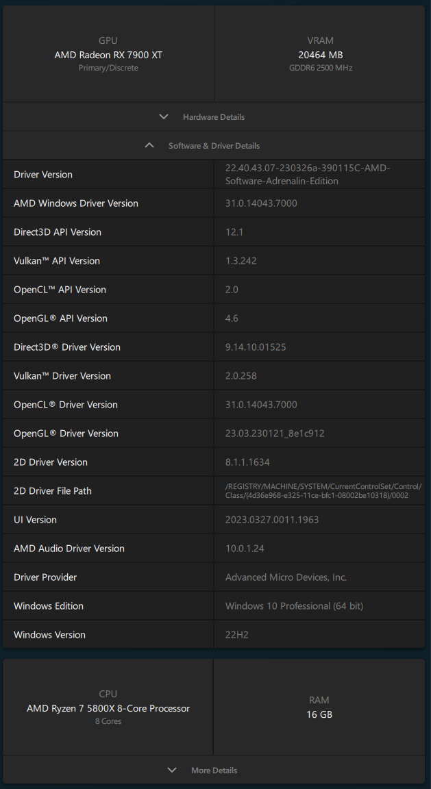 AMD Adrenalin 2020 Edition - Software information
