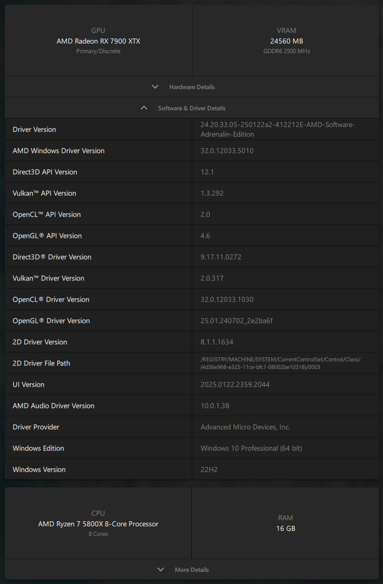 AMD Adrenalin 25.1.1 - Software information